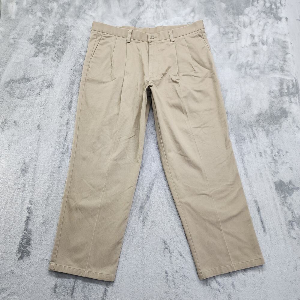 Dockers Pants Mens W38 L29‎ Tan Individual Fit Waistband Pleated Trouser Preppy